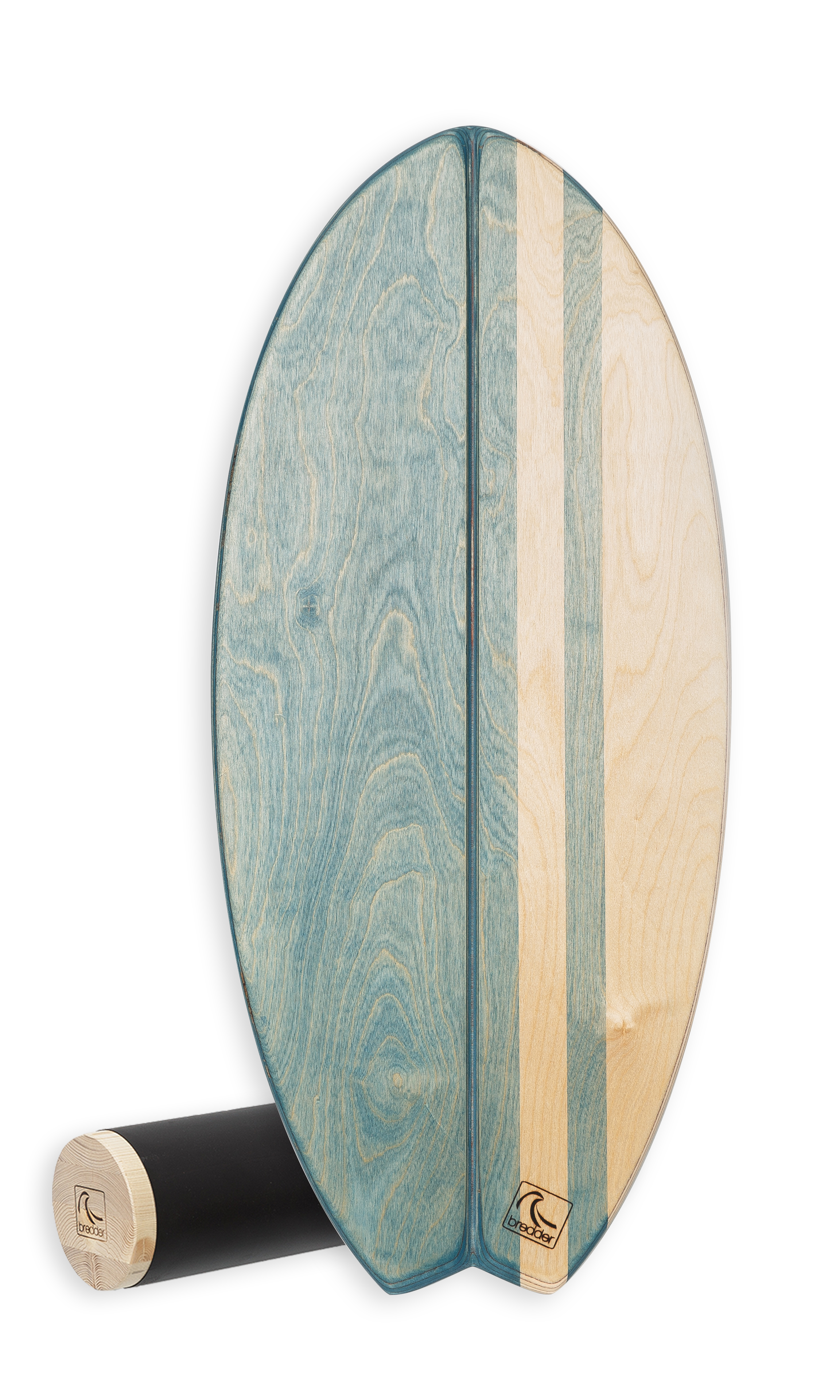 Bredder Balance Board Aquana Fisch Surfboard blau Vollholzrolle, Frontansicht