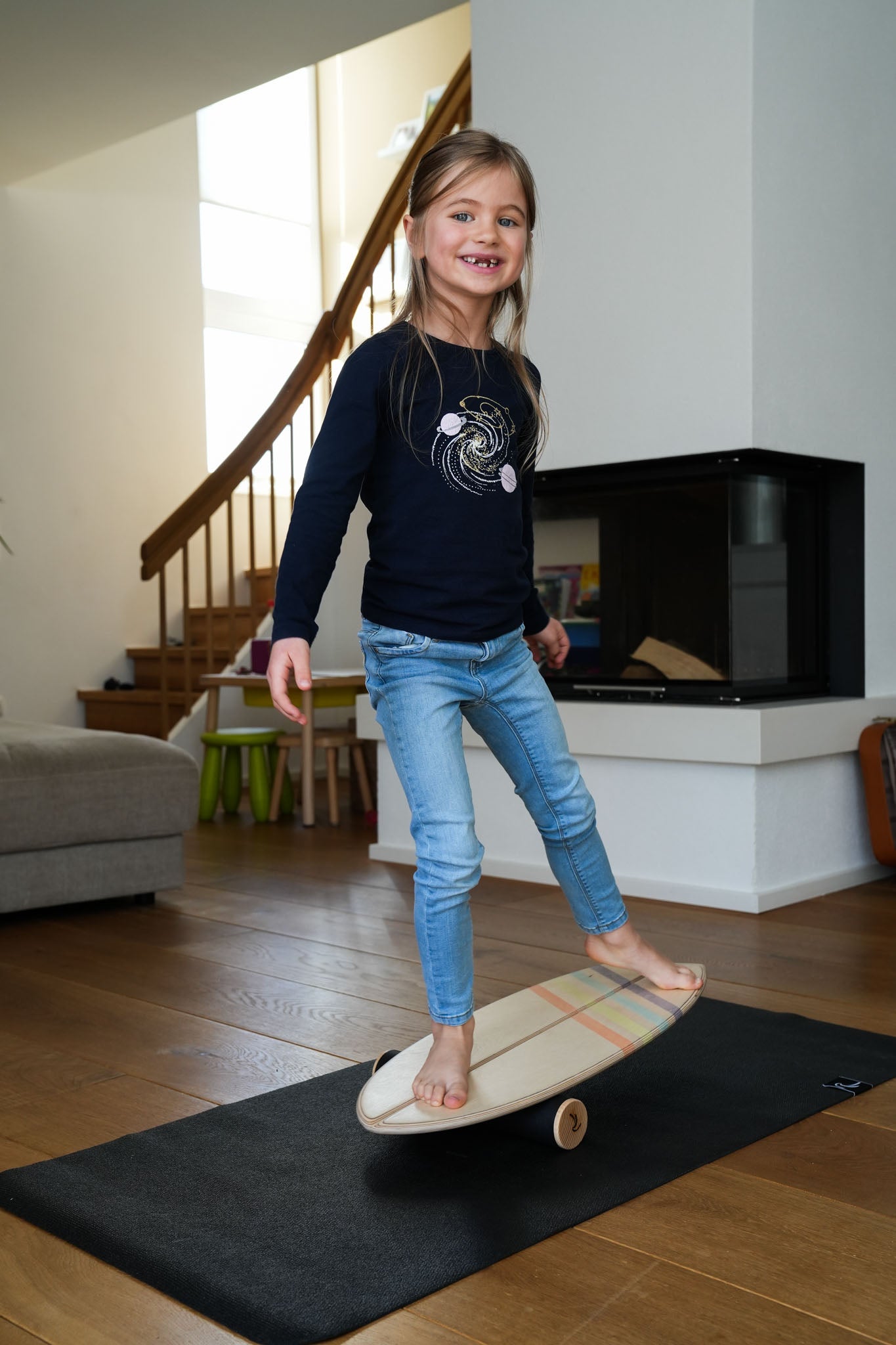 Kids Balance Board Anuenue + Solid Wood Roller